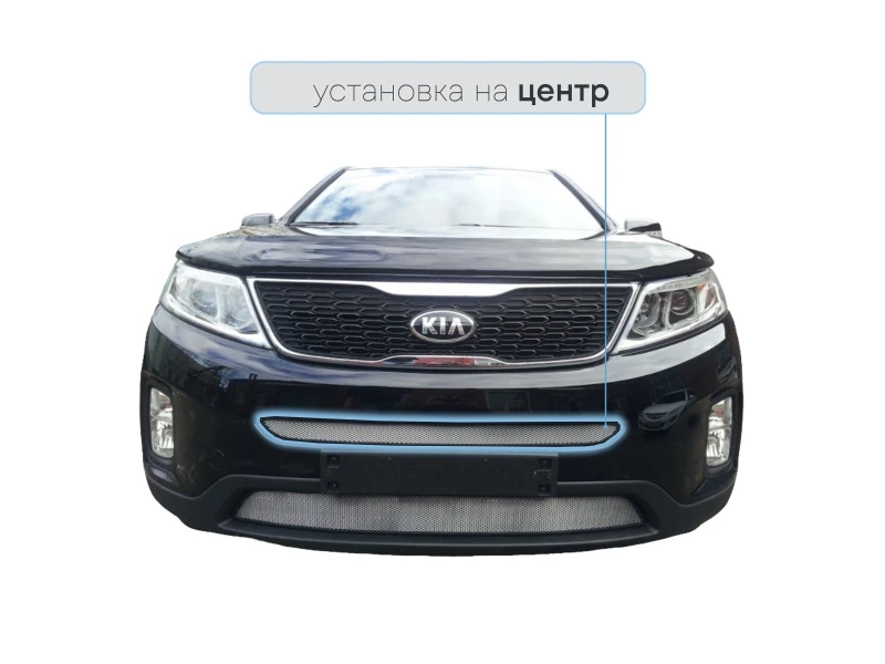 Защитная сетка радиатора центр для Kia Sorento II Рестайлинг Хром Стрелка 11 KS13.mid.chrome