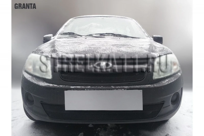 Защитная сетка радиатора комплект 2 части для LADA (ВАЗ) Granta I Черный Стрелка 11 LGR.black