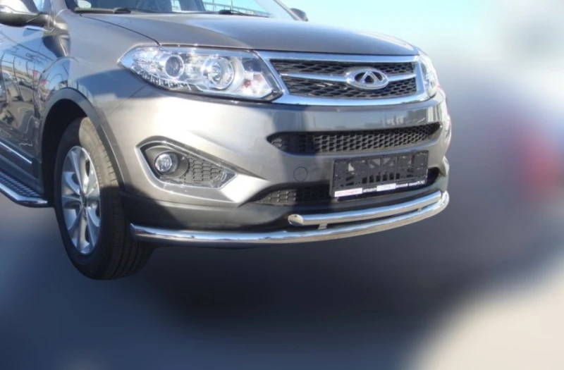 Защита переднего бампера двойная d60/42 мм для Chery Tiggo 5 I  Юко CHTG.14.03