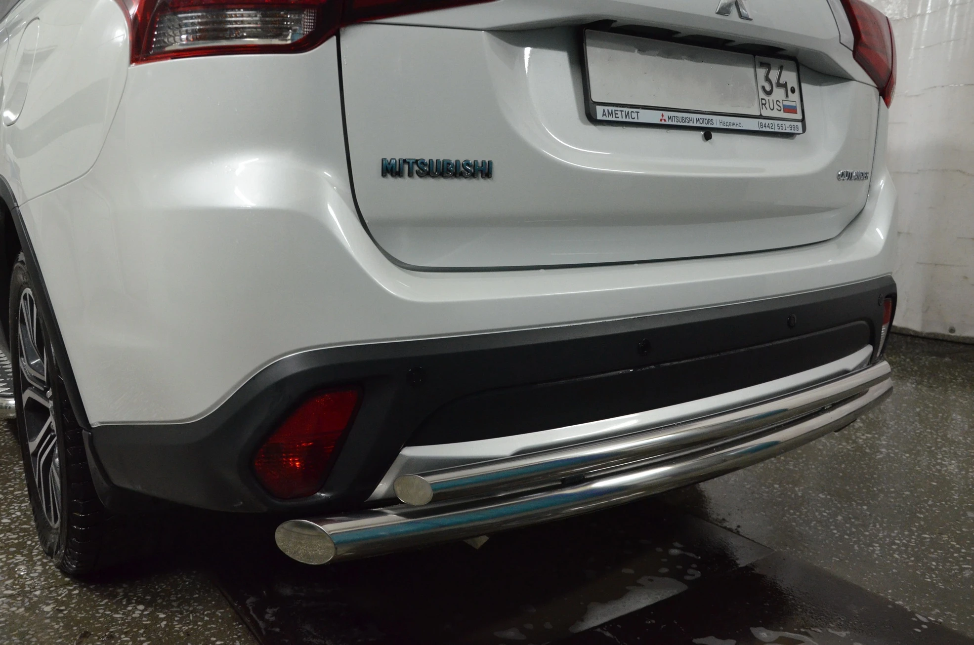 Защита заднего бампера двойная d60/42 мм для Mitsubishi Outlander III Рестайлинг 3  Юко MSO.19.16
