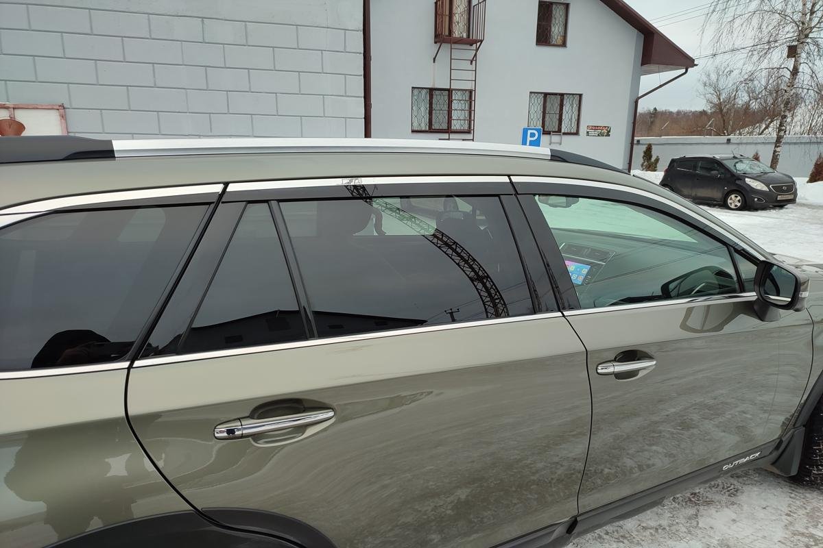 Дефлекторы окон с хром накладками 2D 6 шт для Subaru Outback V Рестайлинг