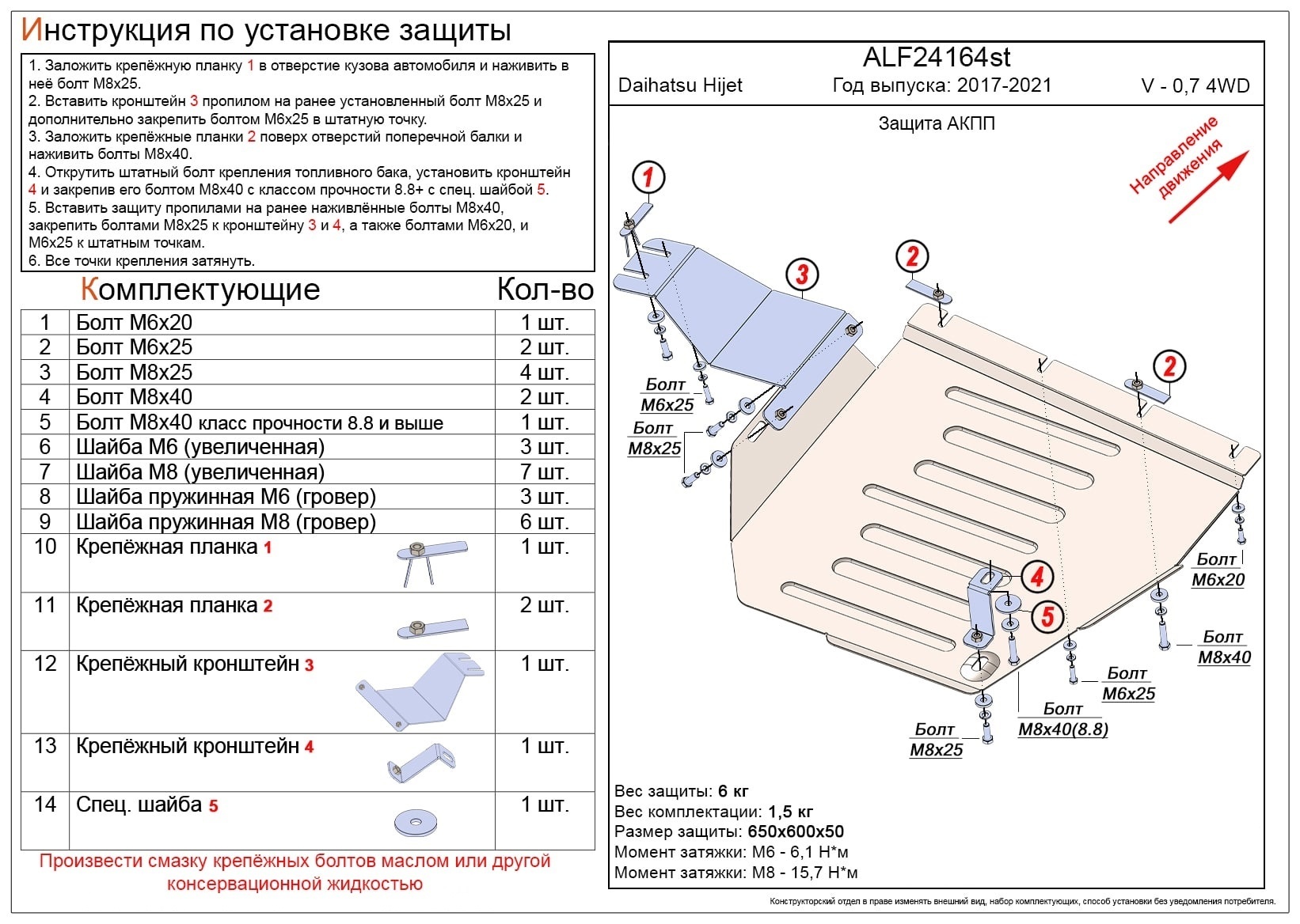 Защита АКПП для Daihatsu Hijet X