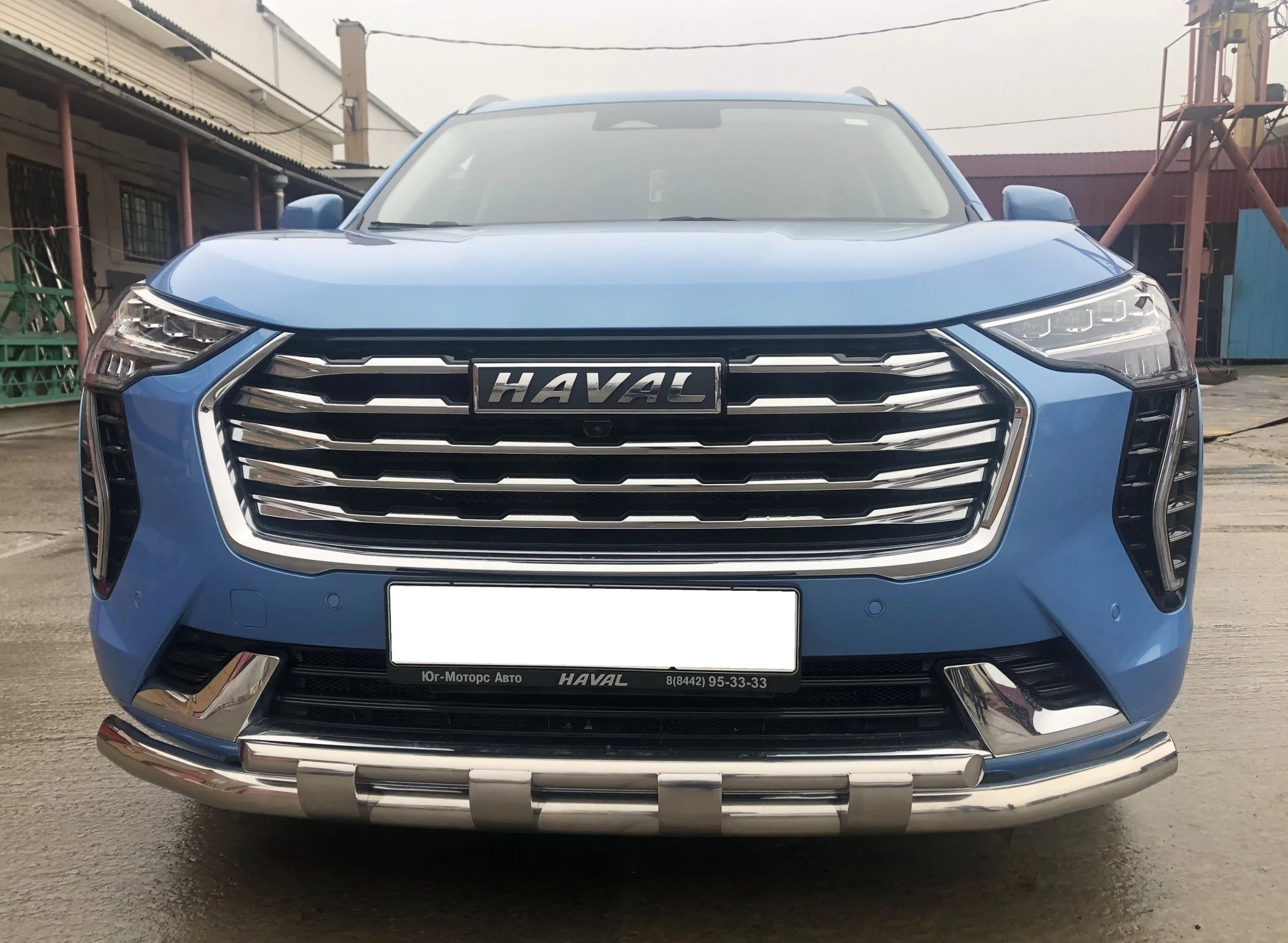 Защита переднего бампера двойная с перемычками d60/42 мм для Haval Jolion I  Юко HVJ.21.75