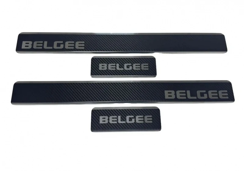 Накладки на пороги нержавеющая сталь под карбон 4шт. для Geely Belgee X50  Карбон INOX INOX.BELG.X50.2023.CARBON