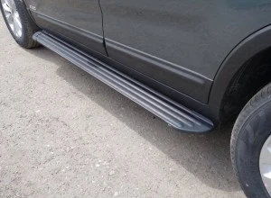Пороги алюминиевые "Slim Line Black" 1720 мм для Kia Sorento II Рестайлинг Черный ТСС KIASOR12-20B
