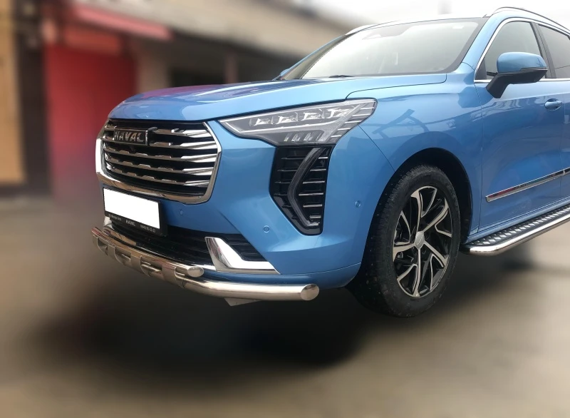 Защита переднего бампера двойная с перемычками d60/42 мм для Haval Jolion I  Юко HVJ.21.75