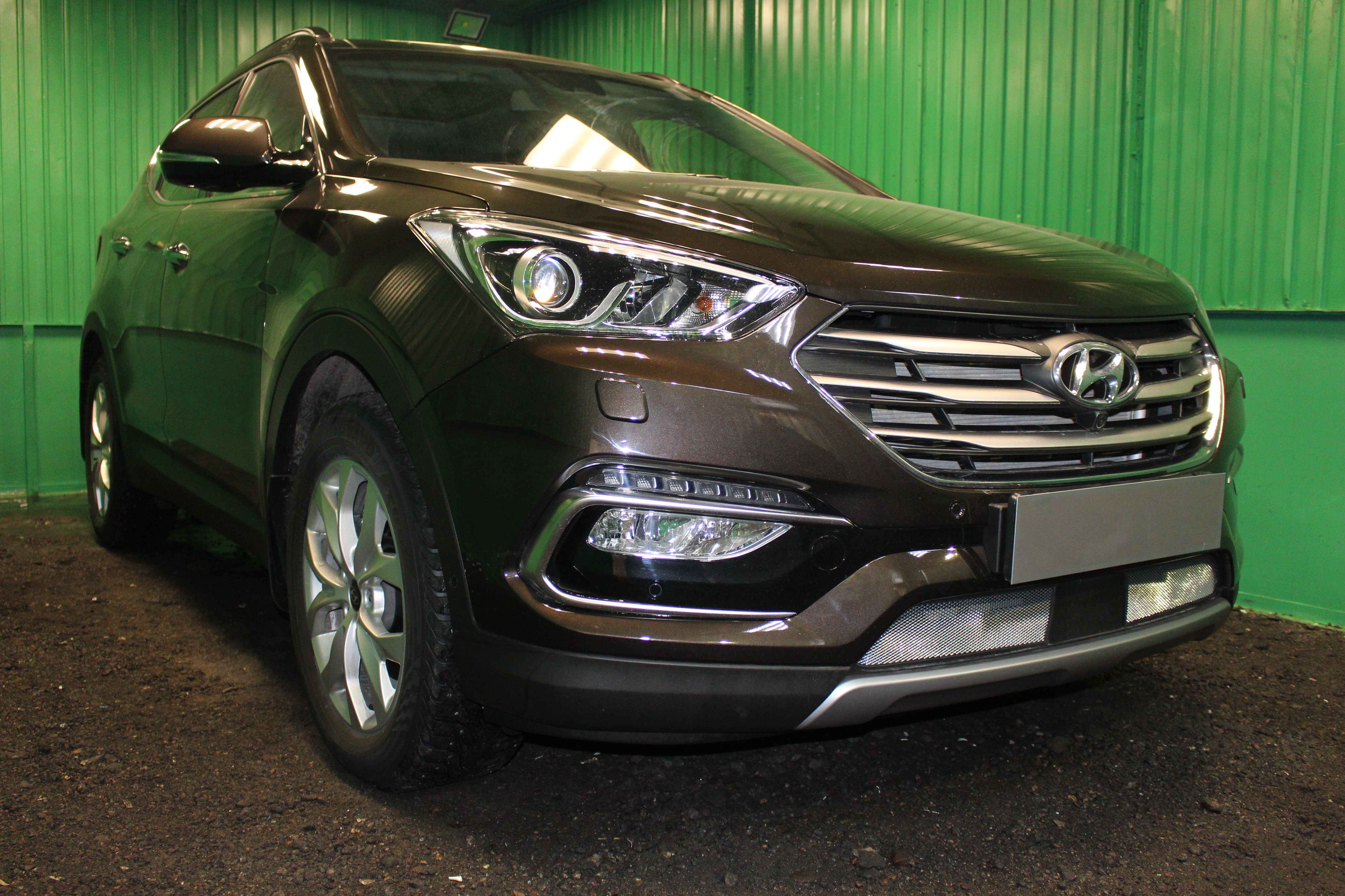 Защитная сетка радиатора, с датчиком АСС для Hyundai Santa Fe III Рестайлинг