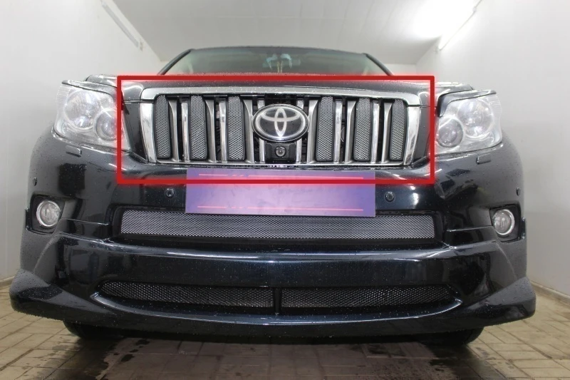 Защитная сетка радиатора верх 6 частей для Toyota Land Cruiser Prado 150 Series Хром Стрелка 11 TLC150.top.chrome