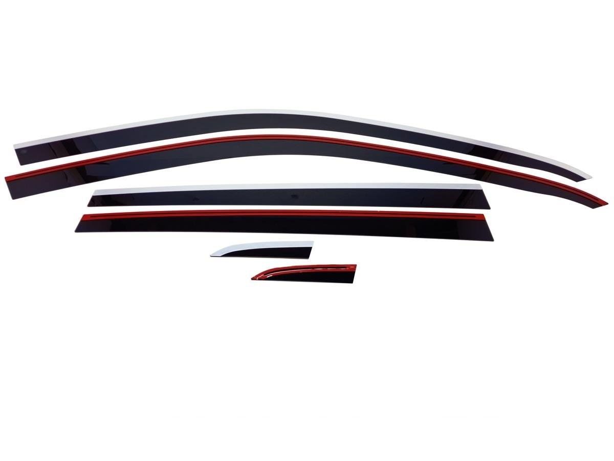 Дефлекторы окон 2D с хром накладками 6 шт. установка на хром молдинг для Volkswagen Tiguan II Рестайлинг