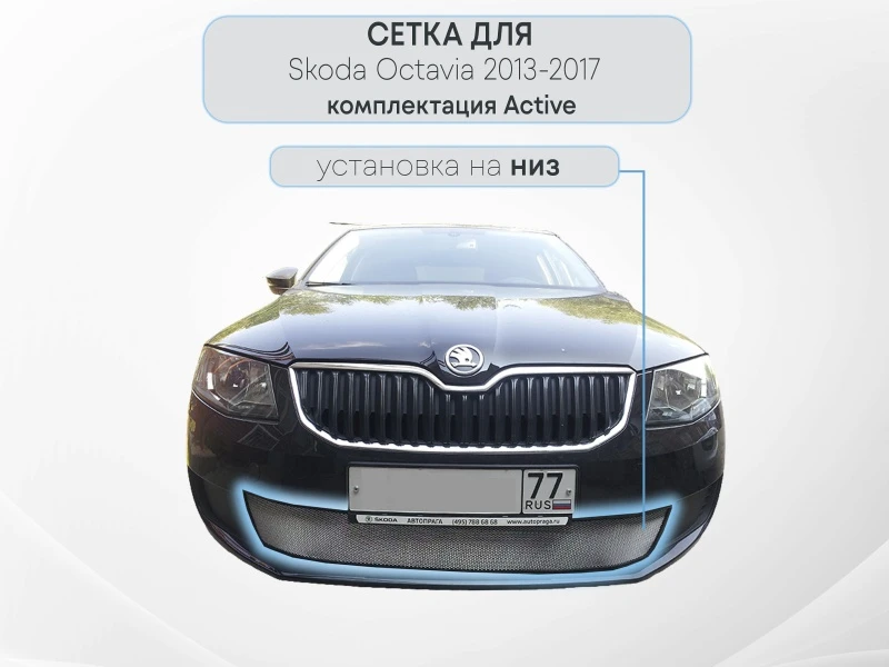 Защитная сетка радиатора для Skoda Octavia III (A7) Хром Стрелка 11 SKA7.chrome