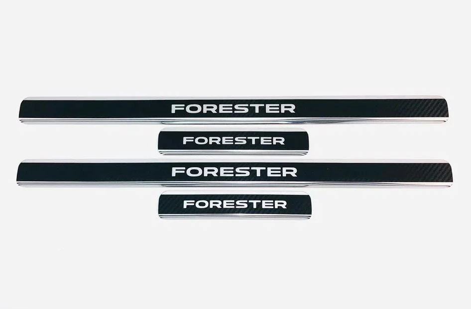 Накладки на пороги нержавеющая сталь под карбон 4шт. для Subaru Forester IV