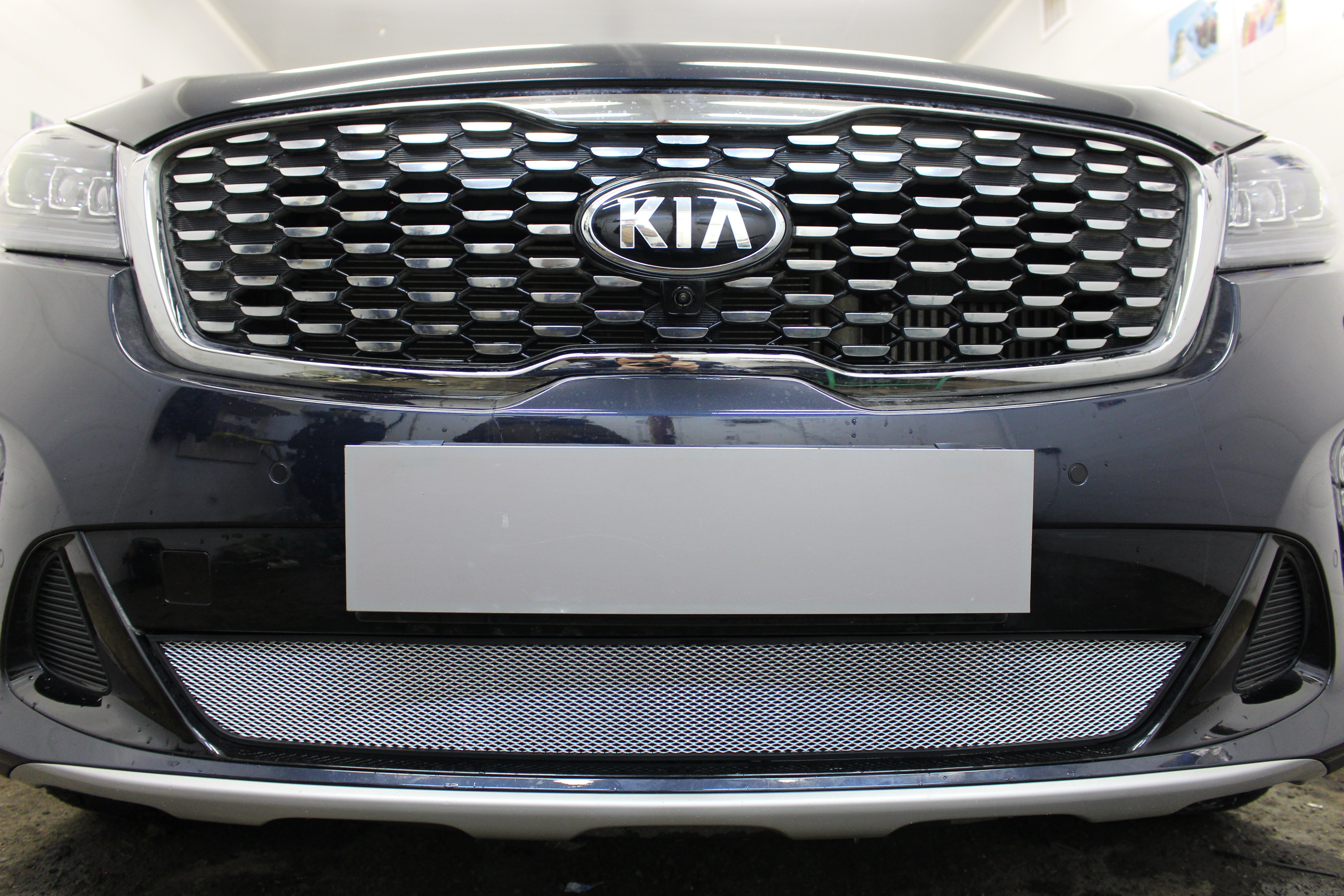 Защитная сетка радиатора, с датчиком АСС для Kia Sorento III Prime Рестайлинг