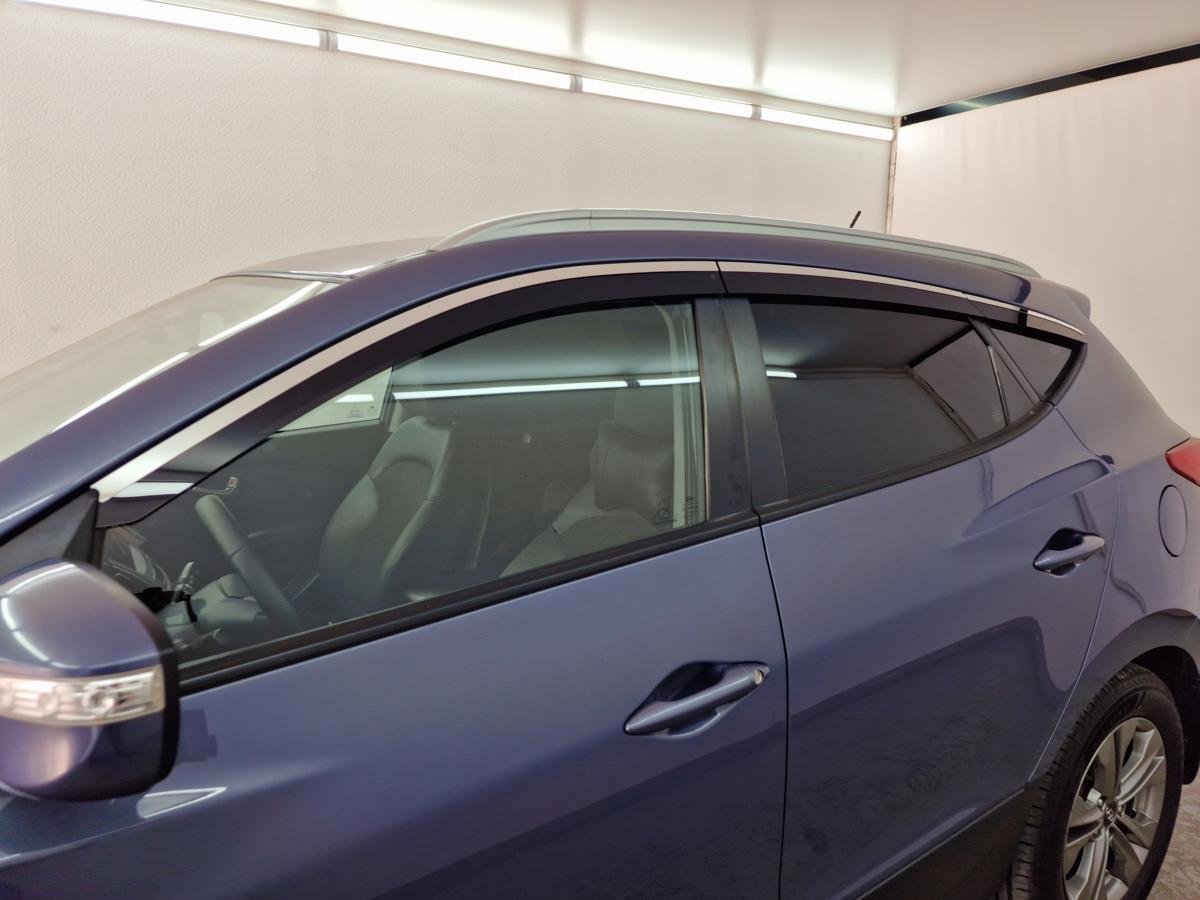 Дефлекторы окон 2D с хром накладками 6 шт. (под наклоном) для Hyundai Santa Fe V (MX5)