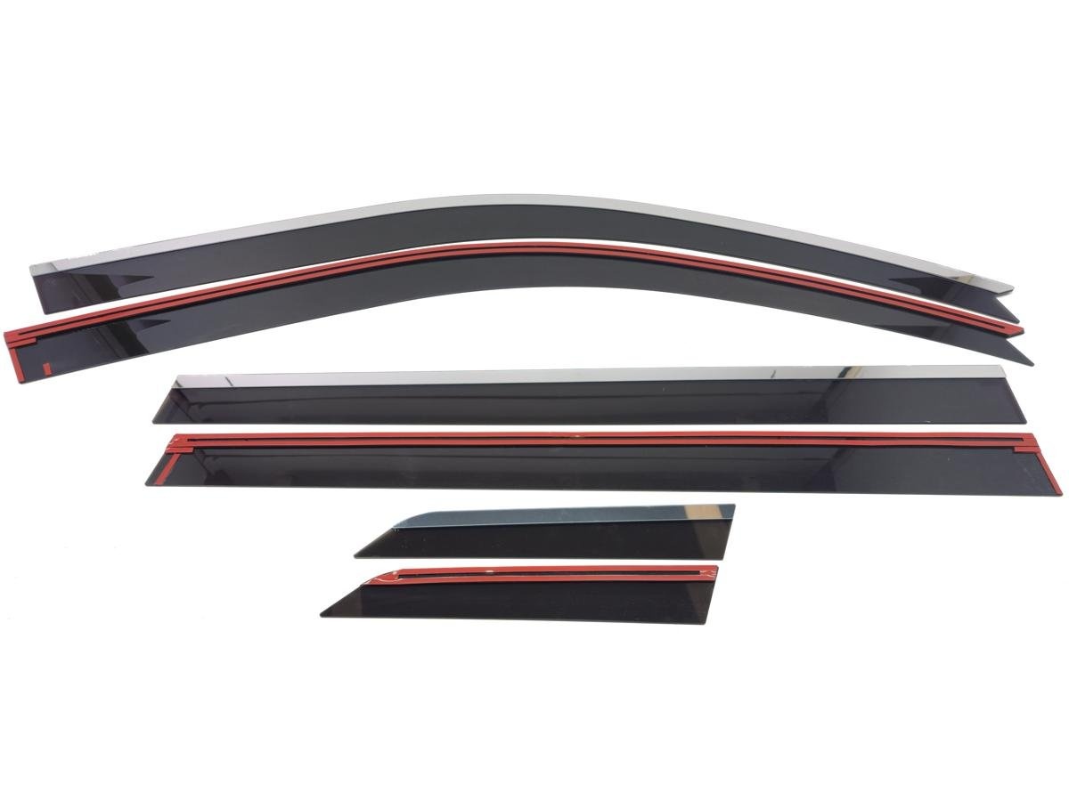 Дефлекторы окон с хром накладками 2D 6 шт для SsangYong Rexton IV Рестайлинг