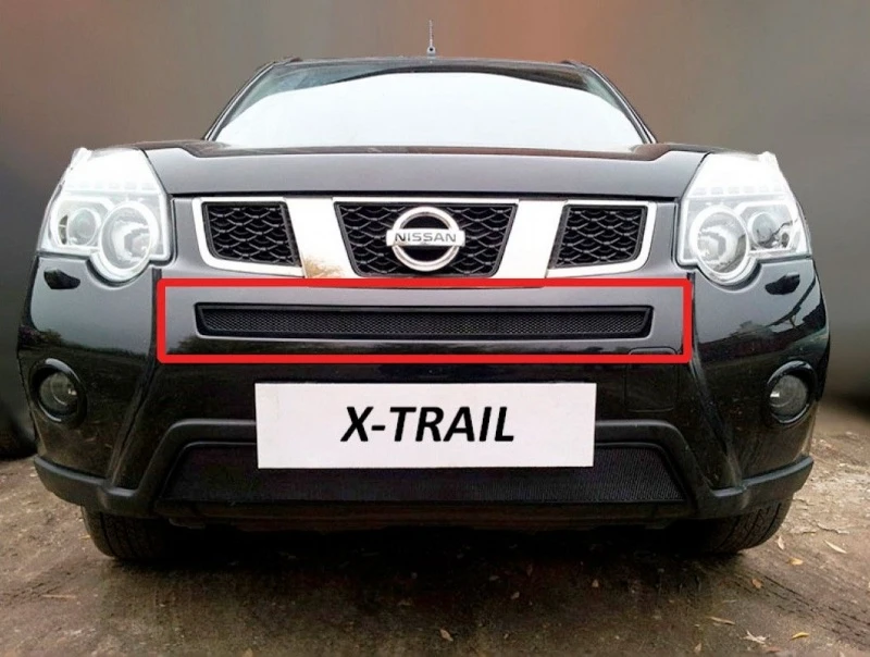 Защитная сетка радиатора центр для Nissan X-Trail II Рестайлинг Черный Стрелка 11 NXTRT31.mid.black