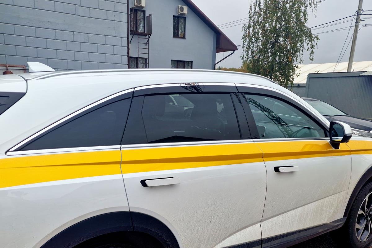 Дефлекторы окон 2D с хром накладками 6 шт. для Haval F7 II