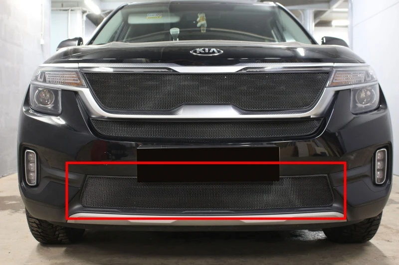 Защитная сетка радиатора низ для Kia Seltos I Черный Стрелка 11 KSEL20.bot.black