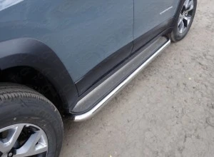 Пороги с площадкой (нерж. лист) 60,3 мм для Jeep Cherokee V (KL) Рестайлинг Серый ТСС JEEPCHERTRAIL14-07