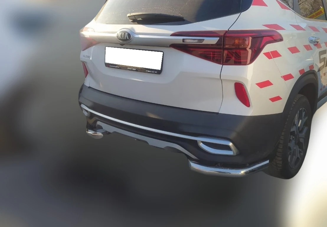 Защита заднего бампера угловая d60 мм для Kia Seltos I  Юко KSL.20.17