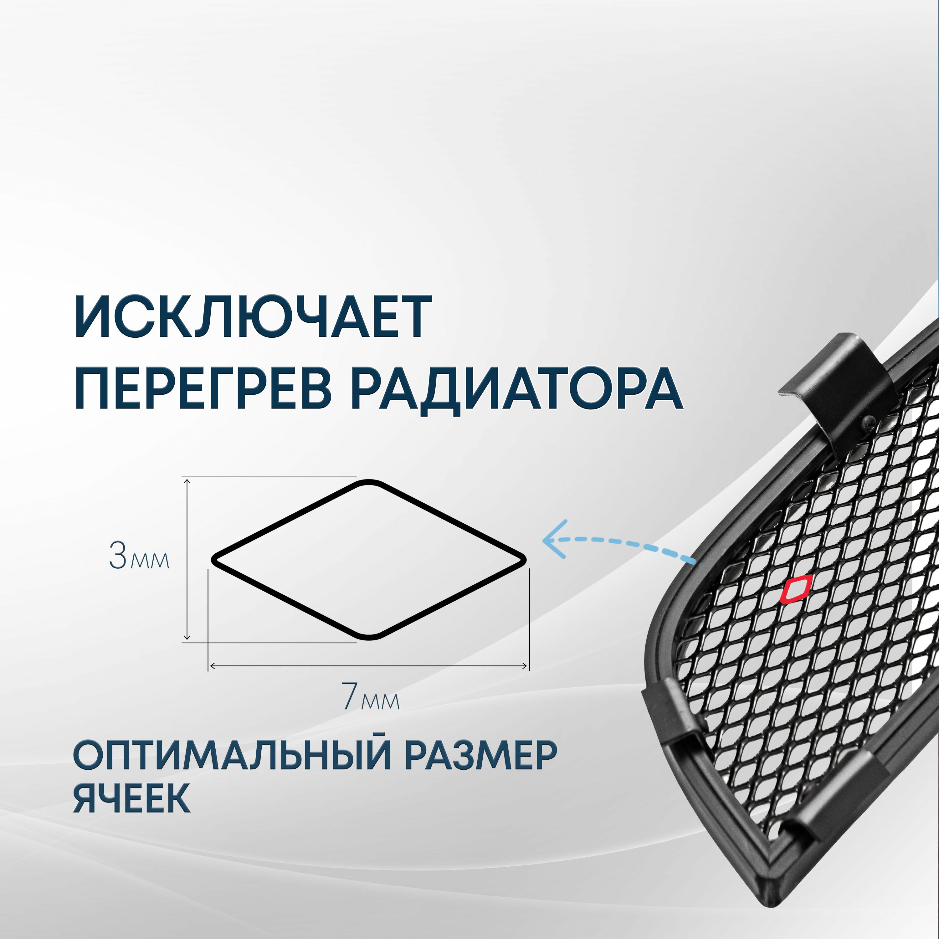 Защитная сетка радиатора верх 3 части для LADA (ВАЗ) Granta I Рестайлинг