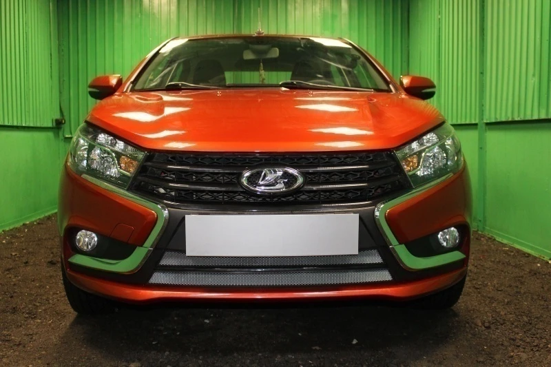 Защитная сетка радиатора низ 2 части для LADA (ВАЗ) Vesta I Хром Стрелка 11 LADVES.bot.chrome