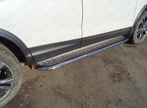 Пороги с площадкой 75х42 мм для Nissan Qashqai II  ТСС NISQASH14-25