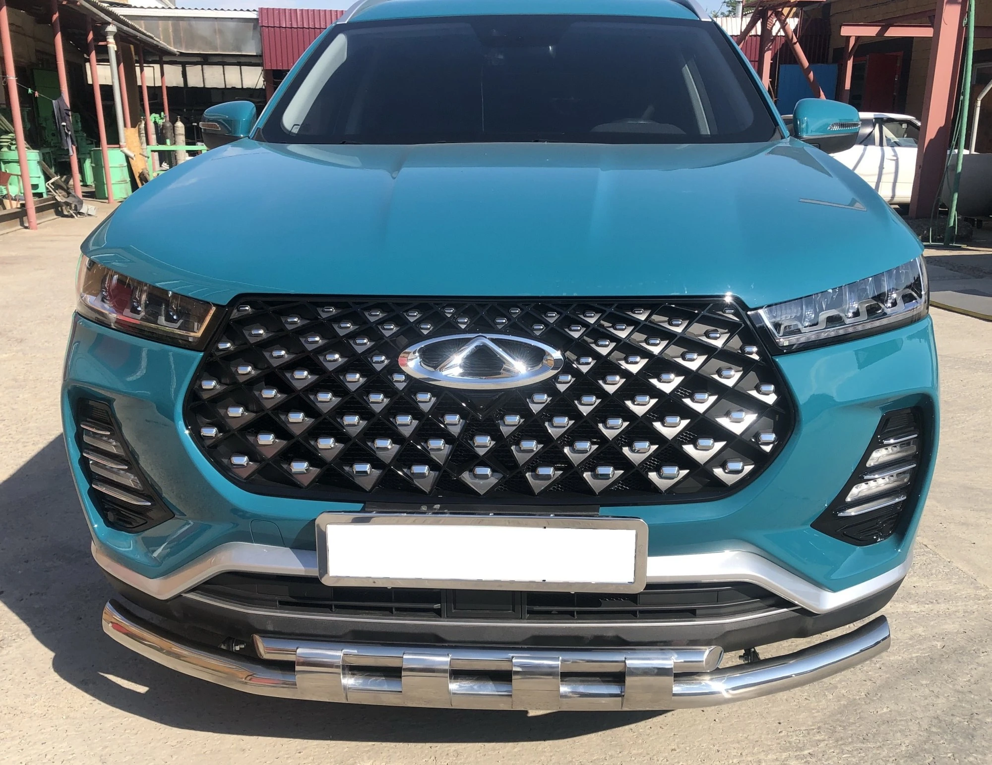 Защита переднего бампера двойная с перемычками d60/42 мм для Chery Tiggo 7 Pro I  Юко CTGP.7.21.75