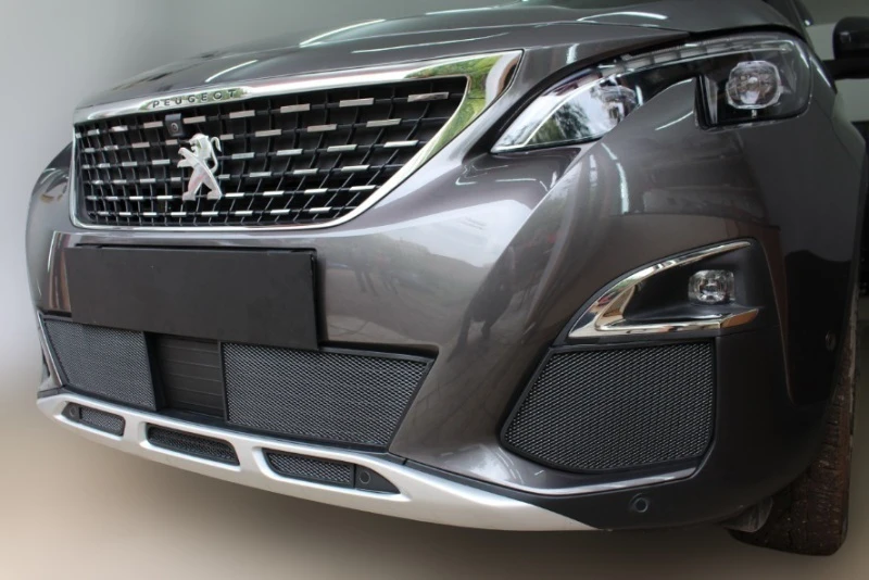 Комплект сеток black боковые, низ и центр 5 частей для Peugeot 3008 II Черный Стрелка 11 PEU3008.16.cor.black-PEU3008.16.bot.black