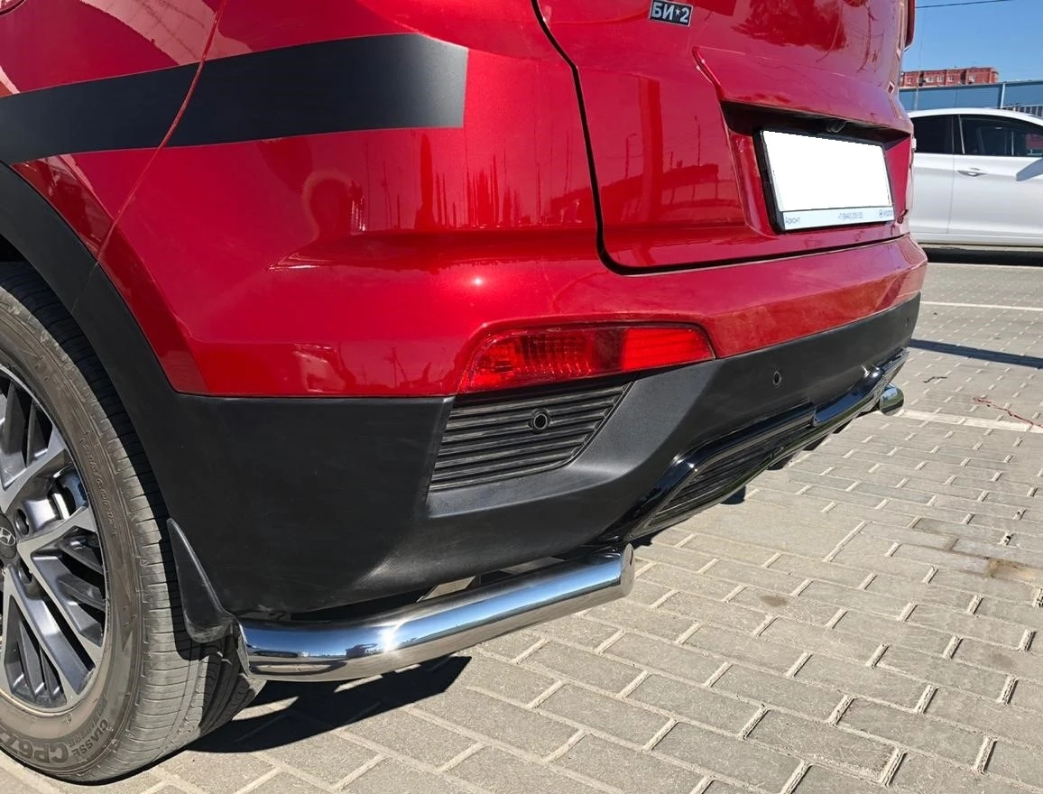 Защита заднего бампера угловая d60 мм для Hyundai Creta I  Юко HYC.16.18
