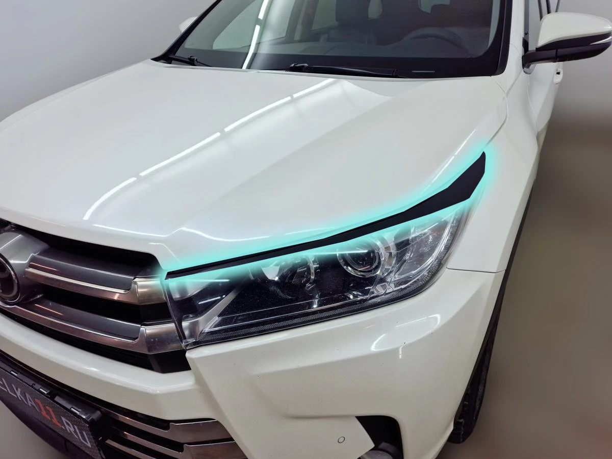 Накладки на фары для Toyota Highlander III (U50) Рестайлинг Черный Стрелка 11 0096.dec