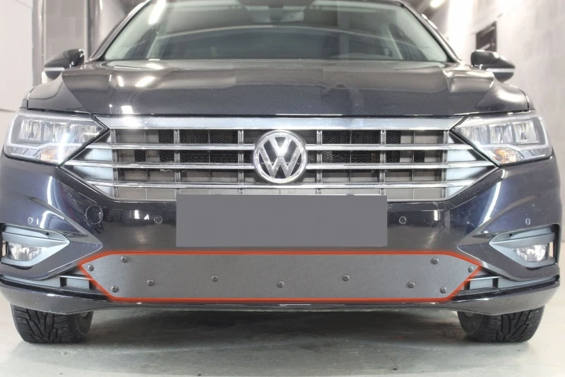 Зимняя заглушка радиатора к съемной сетке для Volkswagen Jetta VII Черный Стрелка 11 VWJ20
