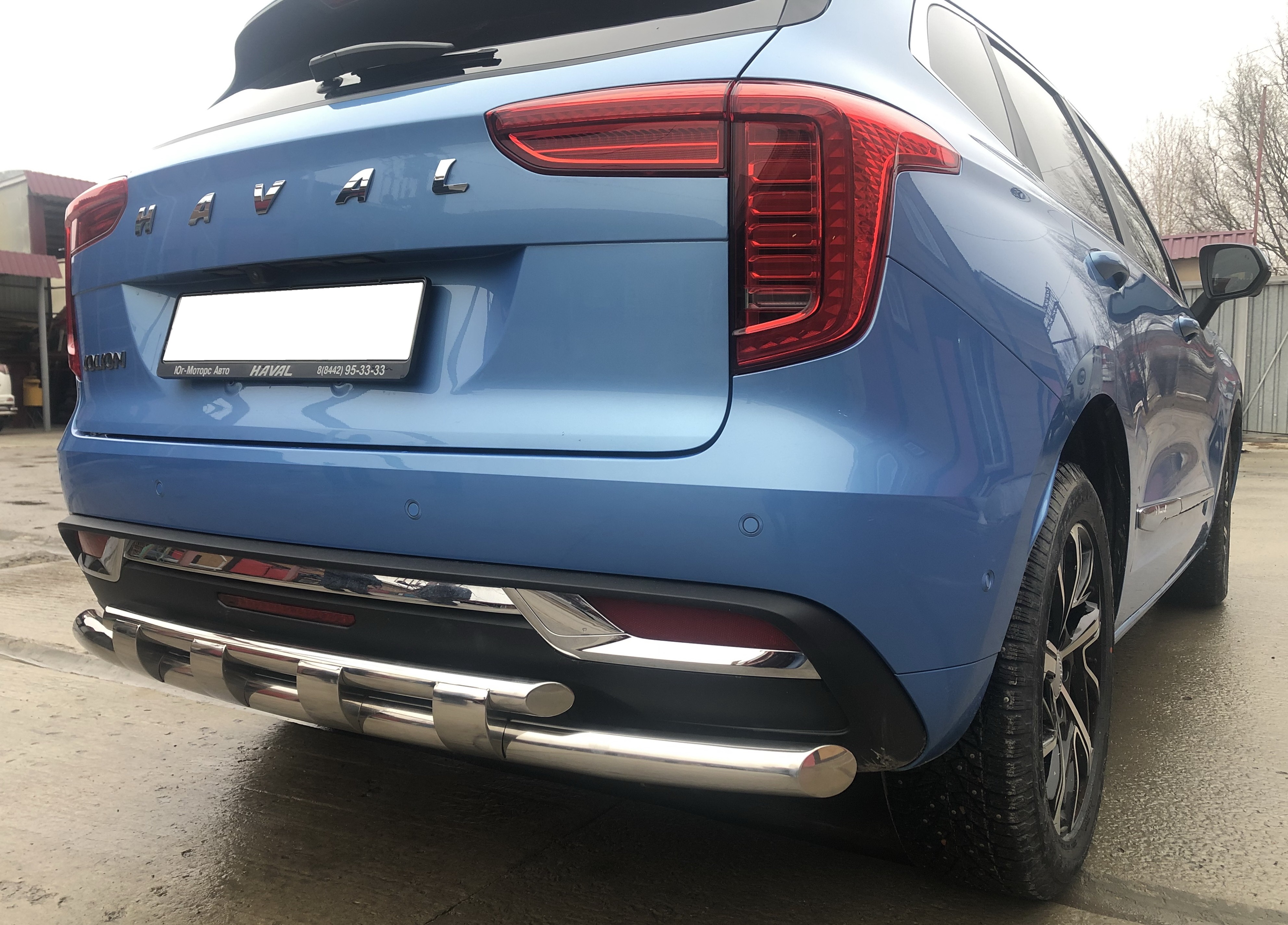 Защита заднего бампера двойная с перемычками d60/42 мм для Haval Jolion I