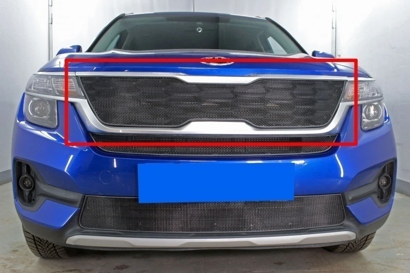 Защитная сетка радиатора верх для Kia Seltos I Черный Стрелка 11 KSEL20.top2.black