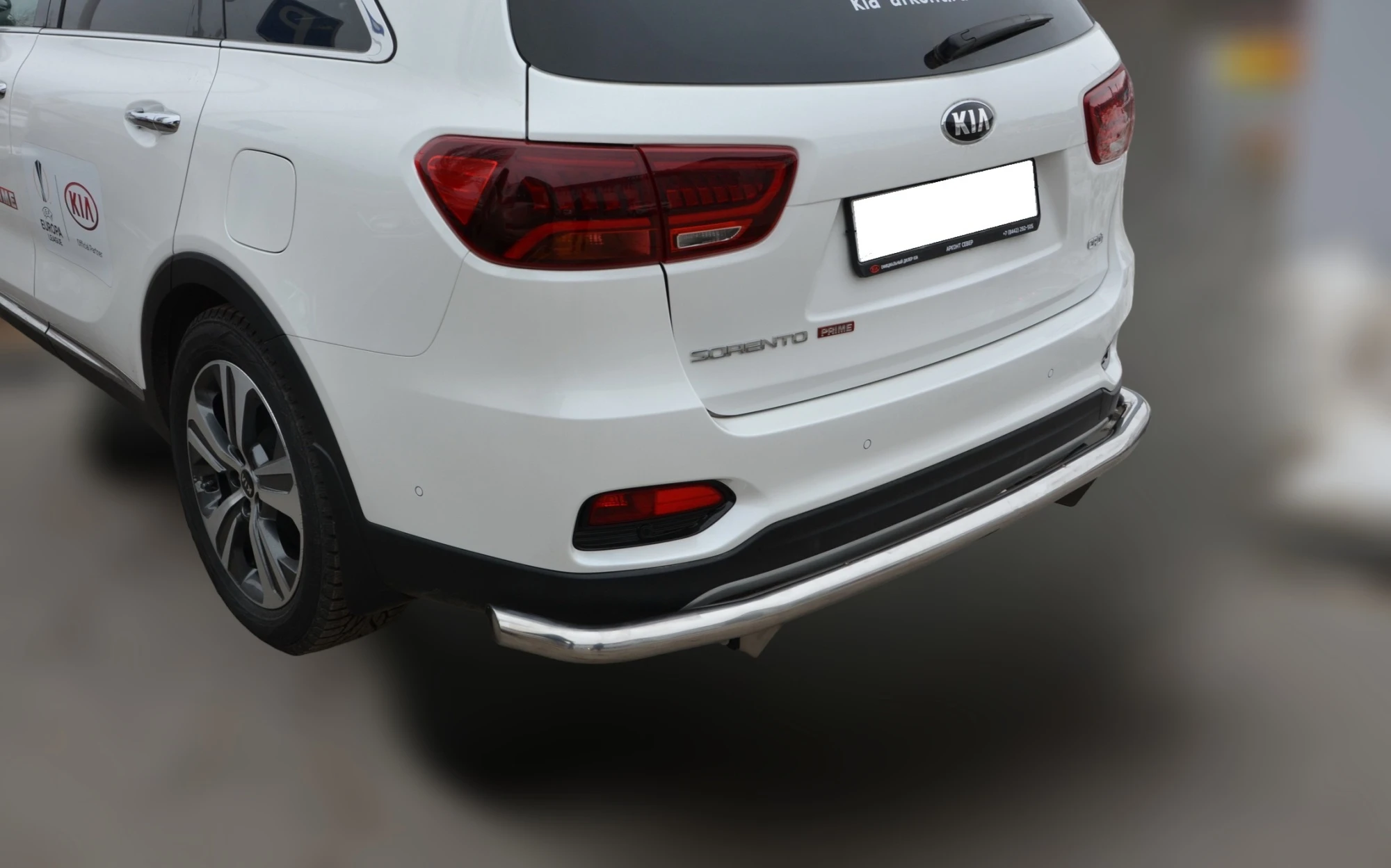 Защита заднего бампера угловая двойная большая d60/42 мм для Kia Sorento III Prime Рестайлинг  Юко KSR.18.21