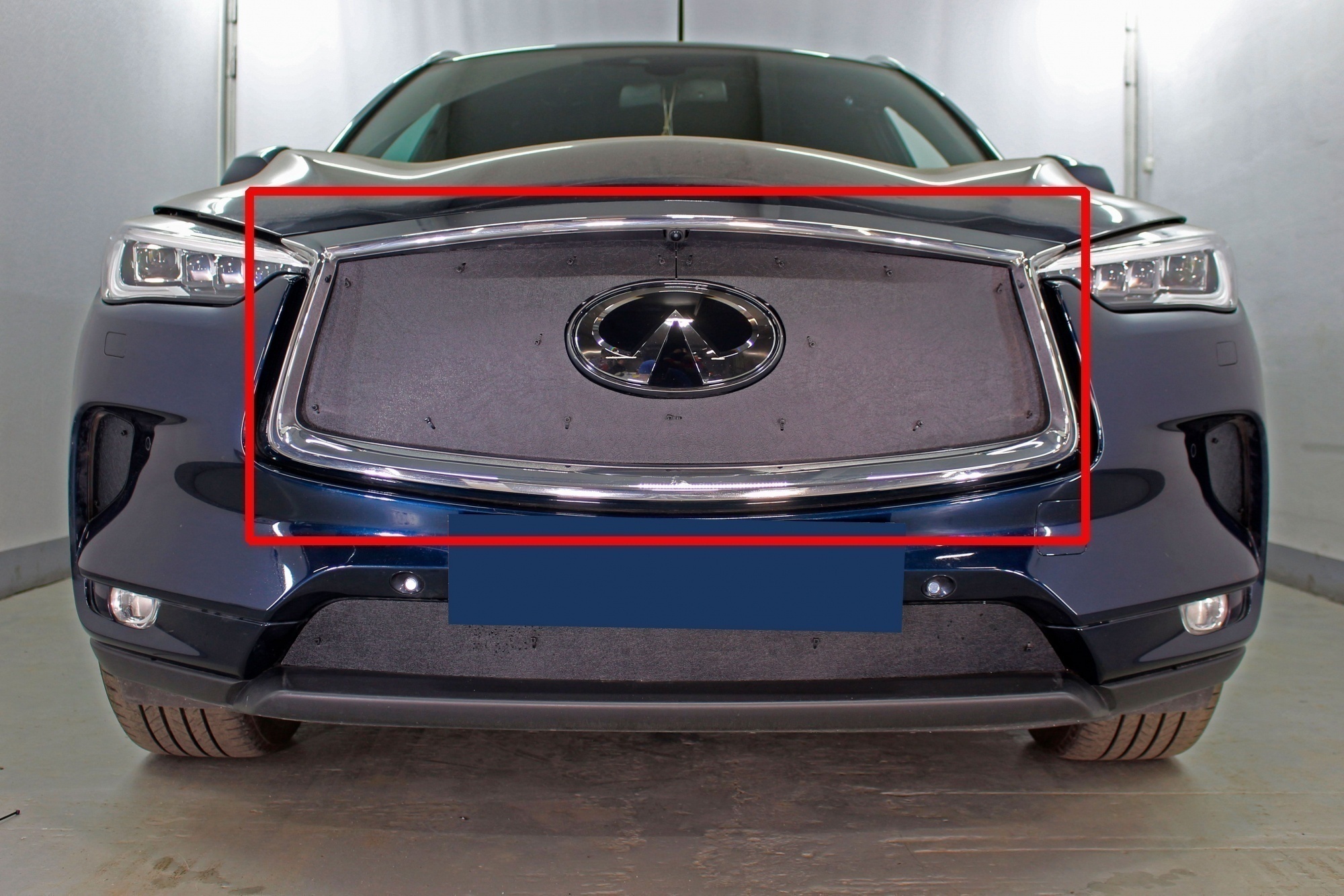 Зимняя заглушка радиатора на стяжке верх для Infiniti QX50 II