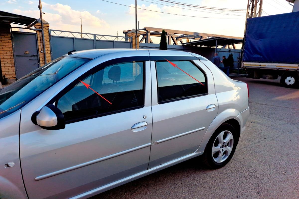 Дефлекторы окон 2D 6 шт. для Renault Logan I Рестайлинг