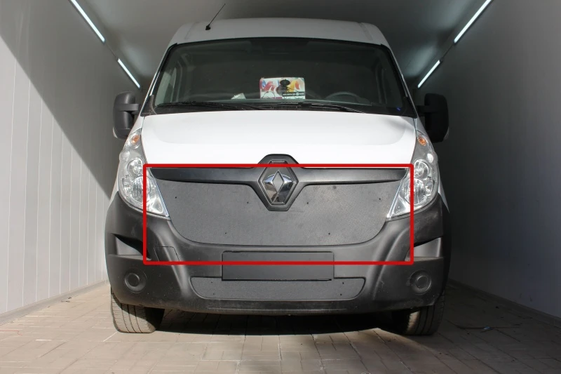 Зимняя заглушка радиатора на стяжке верх для Renault Master III Рестайлинг Черный Стрелка 11 ZZ.RMAS14.top