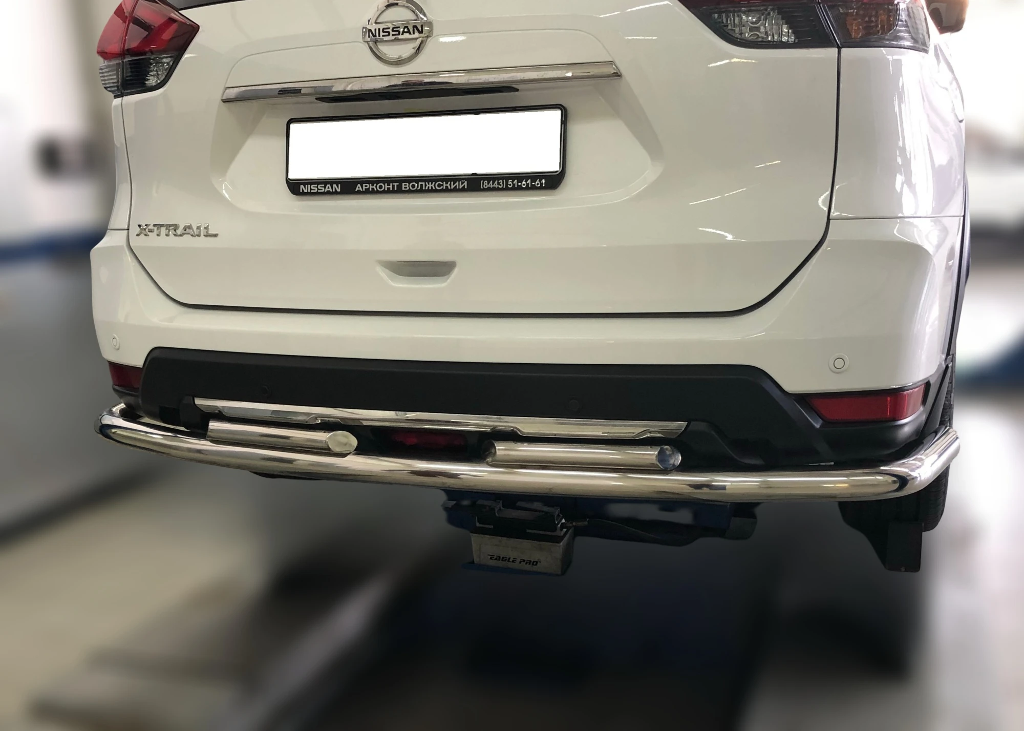 Защита заднего бампера двойная угловая большая d60/42 мм для Nissan X-Trail III Рестайлинг  Юко NXT.18.28-1