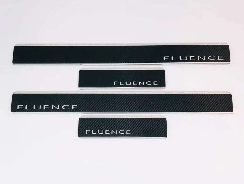 Накладки на пороги нержавеющая сталь под карбон 4шт. для Renault Fluence I Рестайлинг