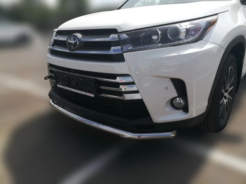 Защита переднего бампера с подгибами d60 мм для Toyota Highlander III (U50) Рестайлинг  Юко THL.17.02-1