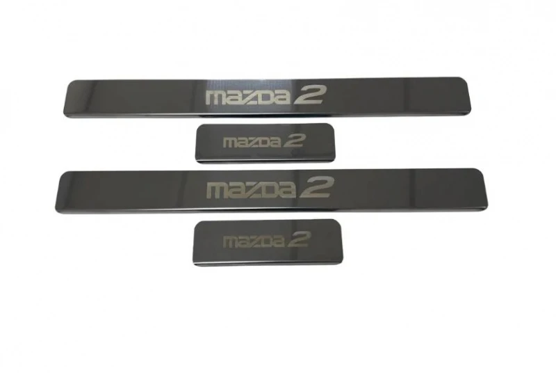 Накладки на пороги из нержавеющей стали 4шт. для Mazda 2 II (DE) Хром INOX INOX.MAZ.2.2007.ST