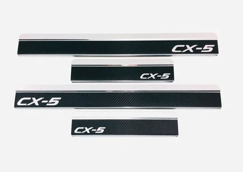 Накладки на пороги нержавеющая сталь под карбон 4шт. для Mazda CX-5 II  INOX INOX.MAZ.CX5.2017.CARBON