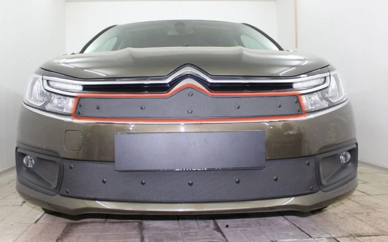 Зимняя заглушка радиатора к съемной сетке верх для Citroen C4 II Рестайлинг Черный Стрелка 11 CC4.S16.top
