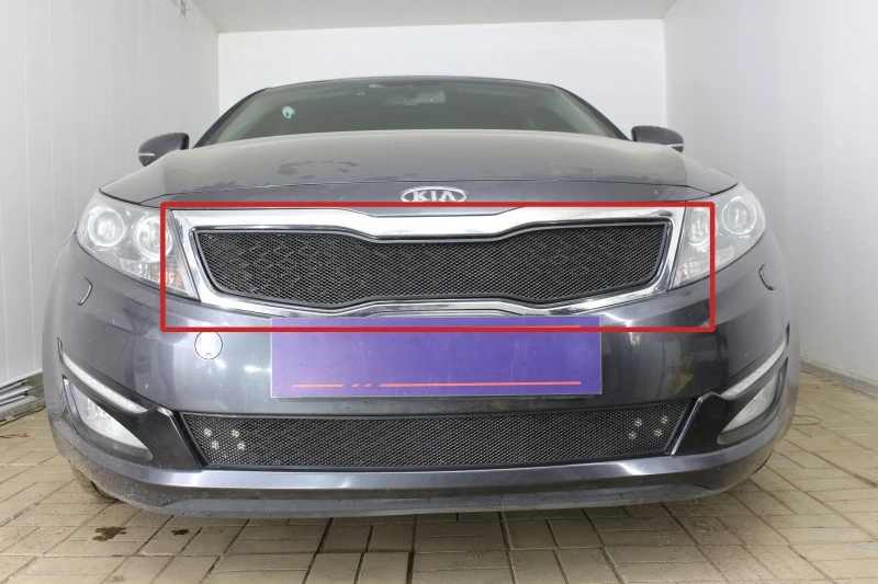 Защитная сетка радиатора верх для Kia Optima III Черный Стрелка 11 KOP10.top.black