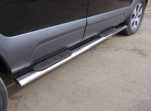 Пороги овальные с накладкой 120х60 мм для Kia Mohave I Рестайлинг 2