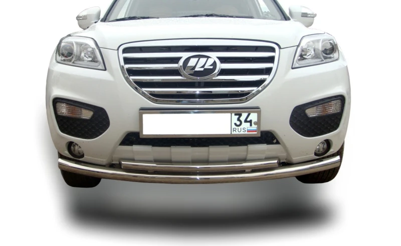 Защита переднего бампера двойная d60/53 мм для Lifan X60 I  Юко LFX60.11.03