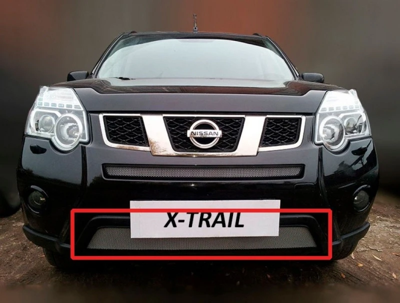 Защитная сетка радиатора низ для Nissan X-Trail II Рестайлинг Хром Стрелка 11 NXTRT31.bot.chrome