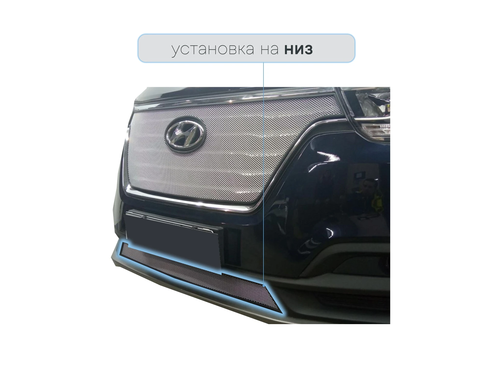 Защитная сетка радиатора низ для Hyundai H-1 II Рестайлинг 2