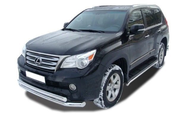 Защита переднего бампера двойная овал d76/75x42 мм для Lexus GX II  Юко LGX.09.16