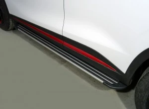 Пороги алюминиевые "Slim Line Silver" 1720 мм для Omoda C5 I Серебрянный ТСС OMOC522-10S
